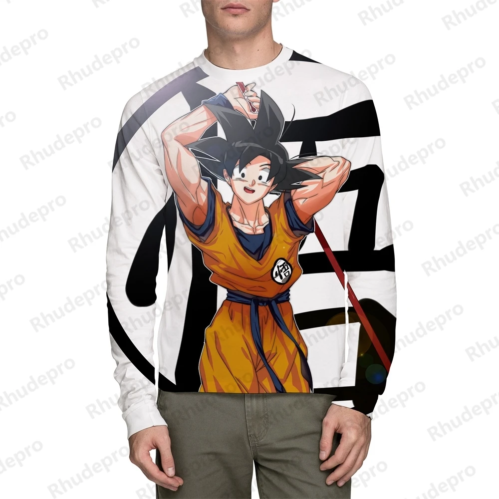 

New T-shirt Men Dragon Ball Z Anime Goku Men's Children's Long sleeve Shirts Essentials Tops Vegeta Trend Clothing Streetwear