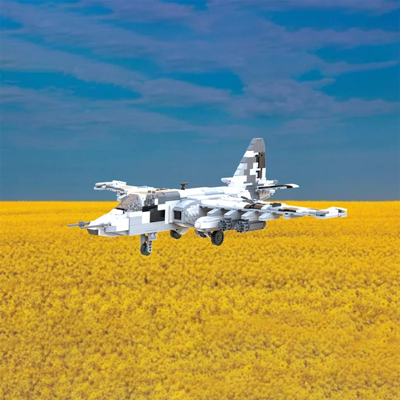 Military Series Fighter Model Moc Building Blocks Su-25 Ukraine Versions Model Technology Brick DIY Assembly Construction Toys