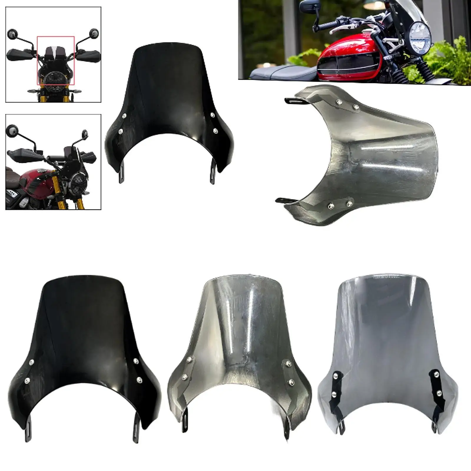 

Motorcycle Windshield Windscreen, Protection Accessories Stable Sunshade, Flyscreen Wind Screen Deflector for Scrambler 400x