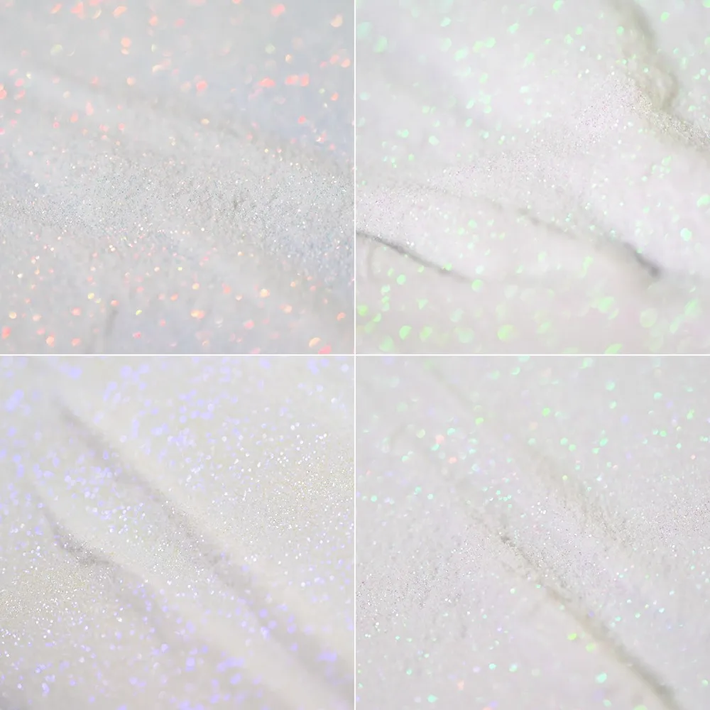 1 Bag White Iridescent Opalescent Ultra Fine Glitter Dust 0.1mm Laser Shiny Shimmer Powder Holographic Nail Art Glitter #Net 10g