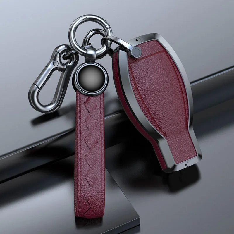 Zinc Alloy Cowhide Car Key Case Cover For Mercedes Benz A B C E R Class GLS GLA GLK GLC CLS CLA AMG W204 W205 W212 W463 W176