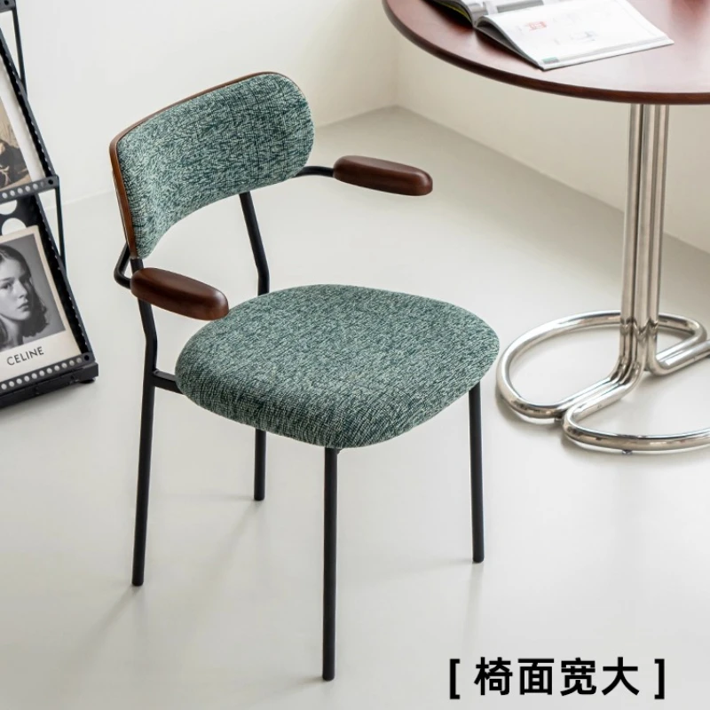 

Nordic Armrest Dining Chair Designer Home Soft Backrest Dining Table Chair Cream Style Leisure Dressing Chair