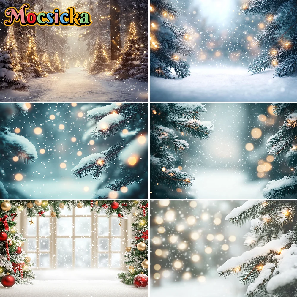 

Winter Christmas Photography Backdrop Snowflakes Gold White Gifts Deer Happy Christmas Party Decor Backgrounds For Photographs