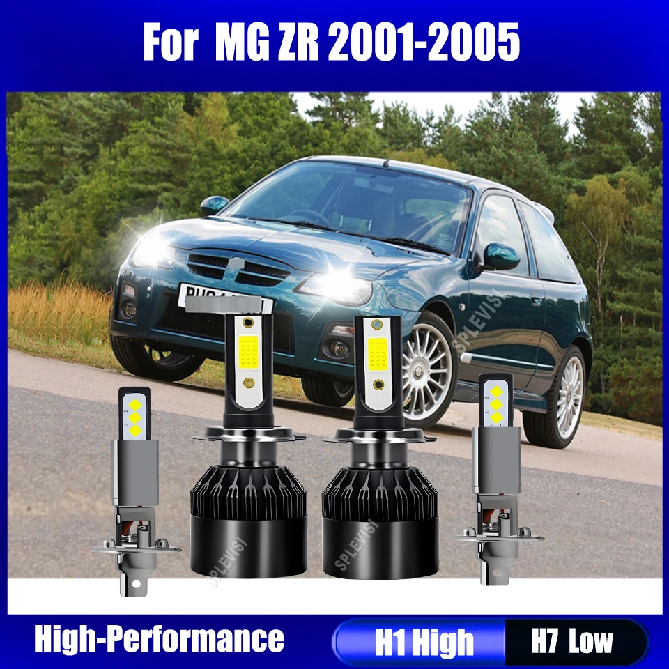 

H1 H7 LED Xenon White Headlight Bulbs High Low Beam improves safety for you and other drivers For MG ZR 2001 2002 2003 2004 2005