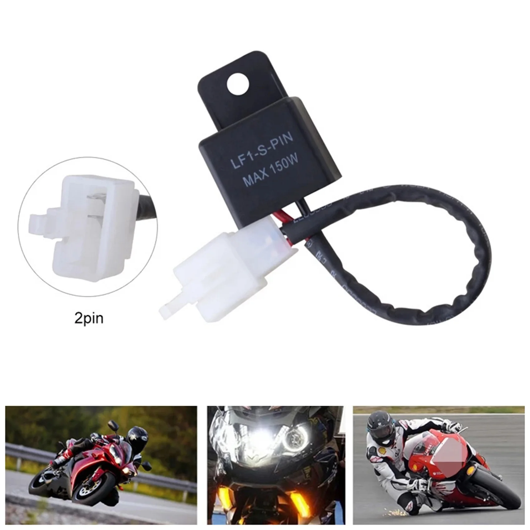 

12A 2Pin LED Flasher Relay For-Honda -Kawasaki -Suzuki -Yamaha Motorcycle Motor Turn Signal Bulb -Hyper Flash