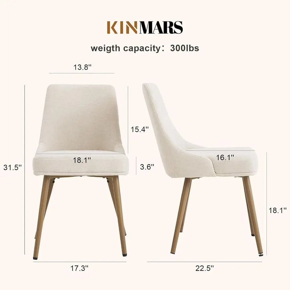 ชุดเก้าอี้ทานอาหารสไตล์ฟาร์มเฮาส์ทันสมัย 4 ตัว หุ้มเบาะหนานุ่ม พนักพิงโค้งมน ผ้าสีเบจ สำหรับห้องครัวและห้องรับประทานอาหาร