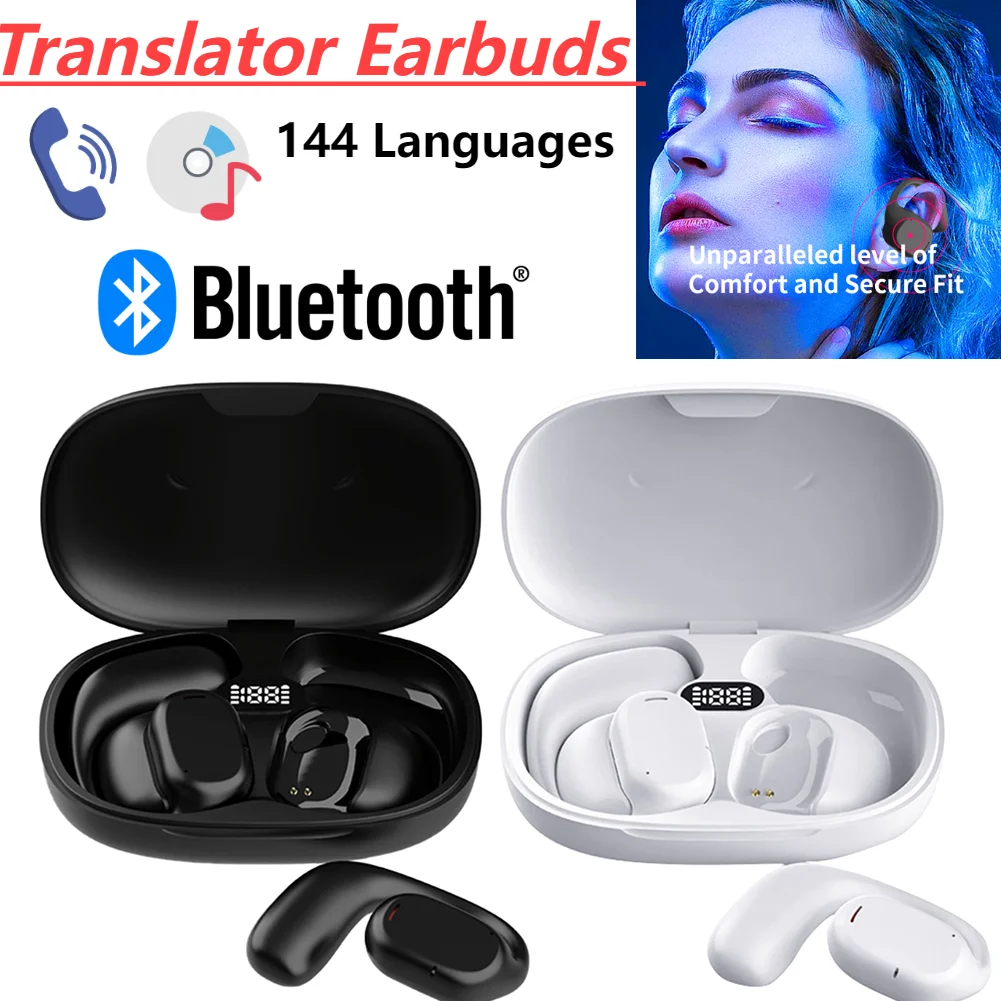 144 Languages Real Time Translator Earbuds Bluetooth Translation Earphones Noise Cancelling Wireless Headphones Voice Translator