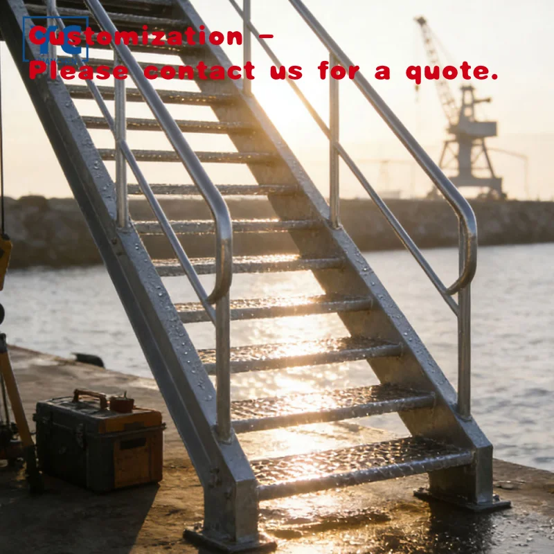 custom.Heavy-Duty Marine Stairs with Anti-Slip Grating & Galvanization - Corrosion Resistant Steel Staircase