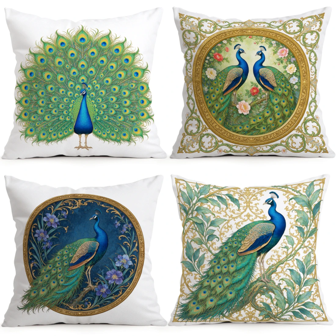 1/4pcs Muxia New Art Gilded Peacock Cushions Pillowcase Polyester Cushion Cover Throw Pillow Pillowcover Home Car Sofa Decor