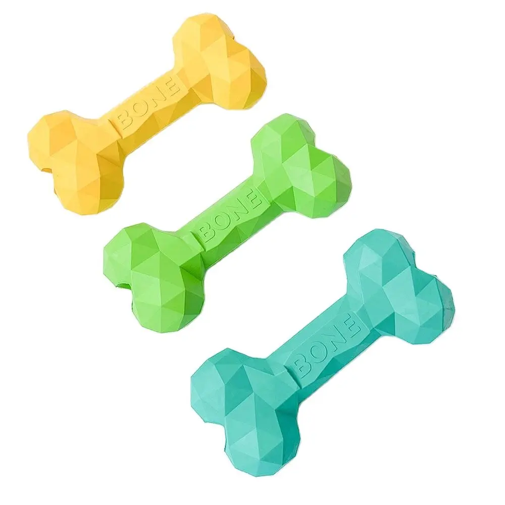 Pet Leaky Food Bone Toy Gnawing Bite Teeth Grinding Small Large Dog Rubber Diamond Bone Dog Bite-resistant Bone Toy