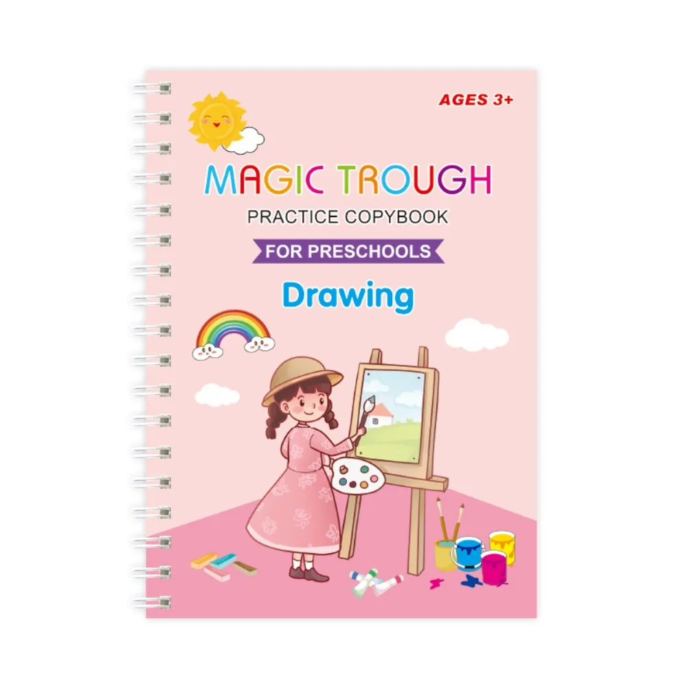 Cahier Montessori d'apprentissage des mathématiques, cahier de calligraphie anglaise, cahier d'entraînement magique, stylo de contrôle d'entraînement, ensemble de papeterie, lettre, 4 pièces