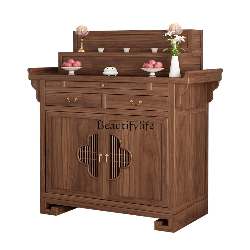 

Black walnut table incense table household solid wood table incense temple hall