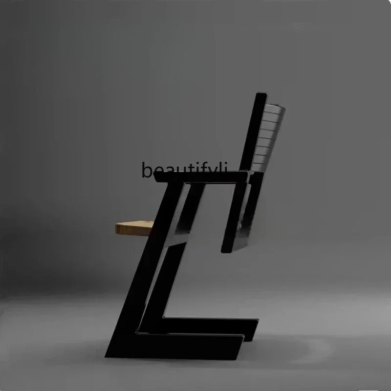 

SS ss7486 Medieval simple all-solid wood dining chair, home book chair designer retro black premium armchair