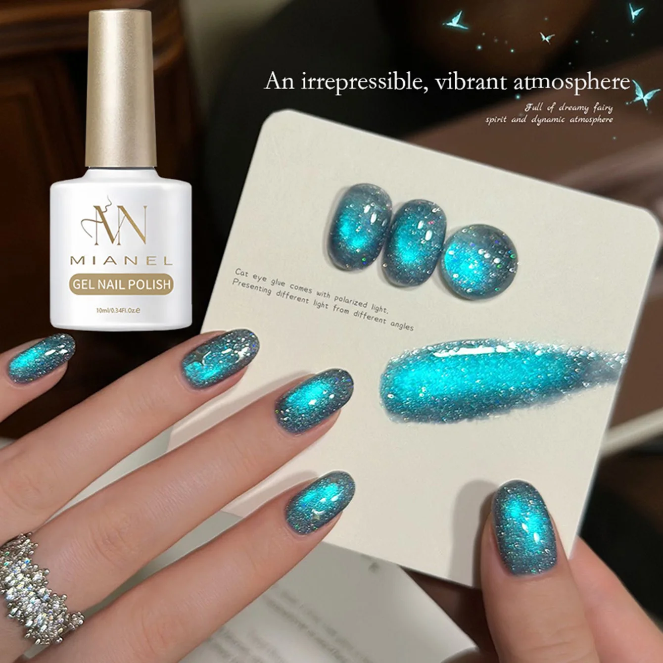 MAINEL 10ML 1-4 Stück Blaue Nägel Beliebter Online-Verkäufer Deep Sea Secret Traumhaft Blaues Katzenauge Magnetisches Gel-Nagellack für Nagelkunst