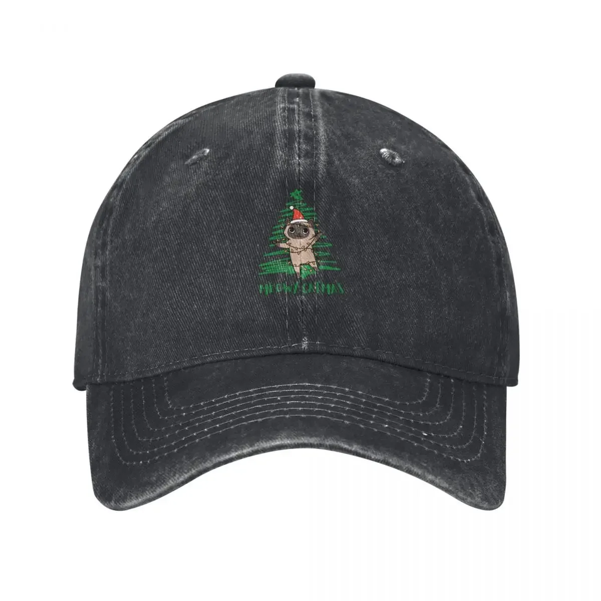 

Santa Black Cat Tangled Up In Christmas Tree Lights Holiday Baseball Cap Rave Dropshipping Luxury Brand Female Men's