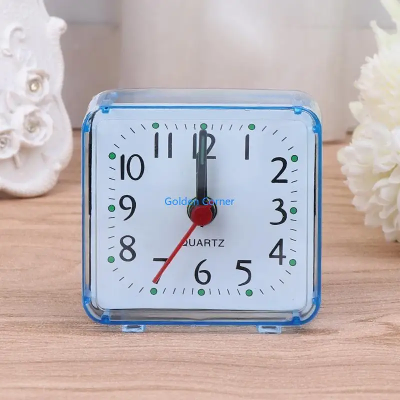 E15D Mini Square Alarm Clock Analogs Nonticking Battery Operated Clocks