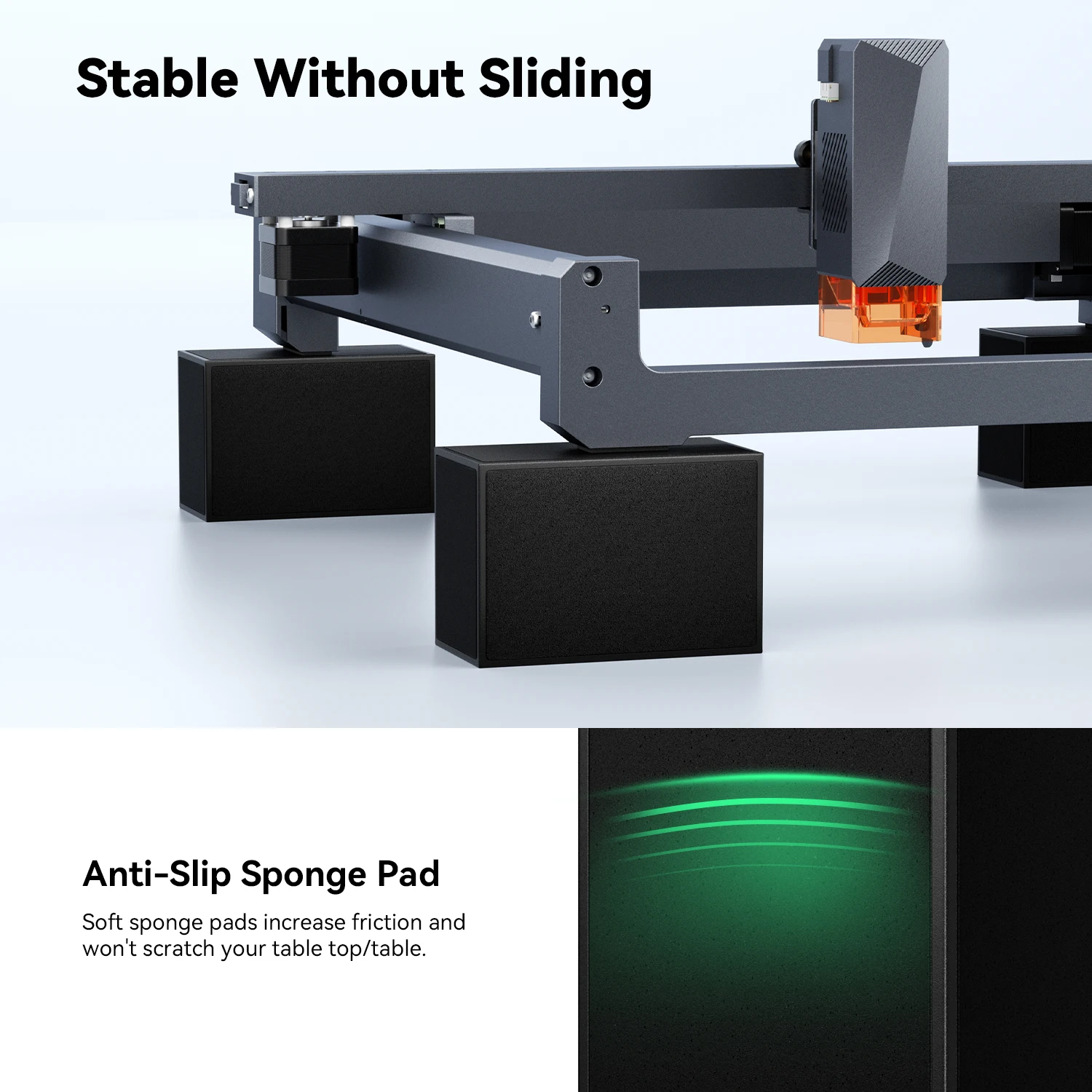 Laser Engraver Heightening Column Leg Kit - Anti-Vibration Suede Pads, Fits Y-Axis Rotary Roller, Leg Extension