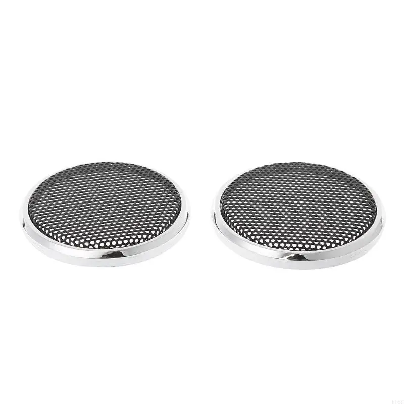 2pcs 2inch Decorative Steel Mesh Circle Car Speaker Protective Cover Cases Horn Guard Decorative Circle Video Accessory