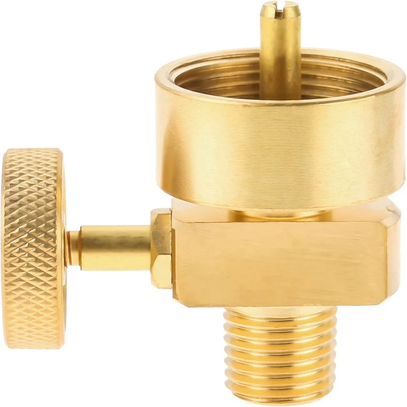 

Brass Propane Gas Disposal Cylinder Bottle Adapter Valve +1/4 Inch NPT Male & M8X1 Female Thread Fire Pit Stove BBQ