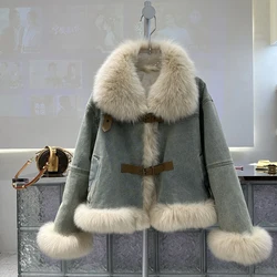 Winter Thicken Fur Denim Jacket Womens Warm Jean Jacket Stand Collar Wool Liner Sherpa Denim Coats Thicker Outerwear Pocket