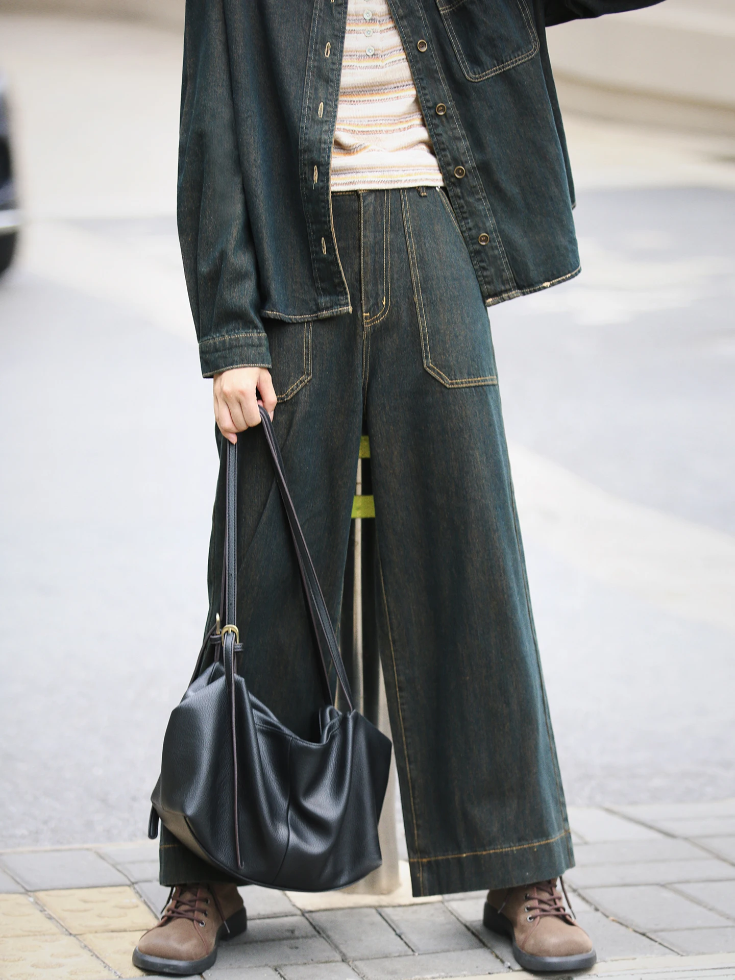 

Джинсы женские синие с высокой талией, свободного прямого кроя, повседневные, винтажные, осенняя коллекция, комфортная посадка