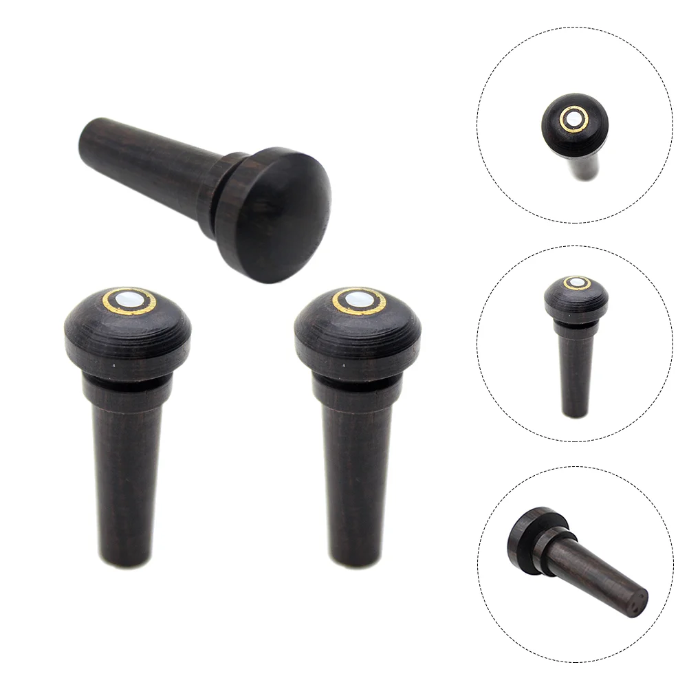 3 Pcs Violin End Nail Ebony Material Tail Peg Part Pin Pleasing Sound Chinrest Replacement Bridge Tailpiece