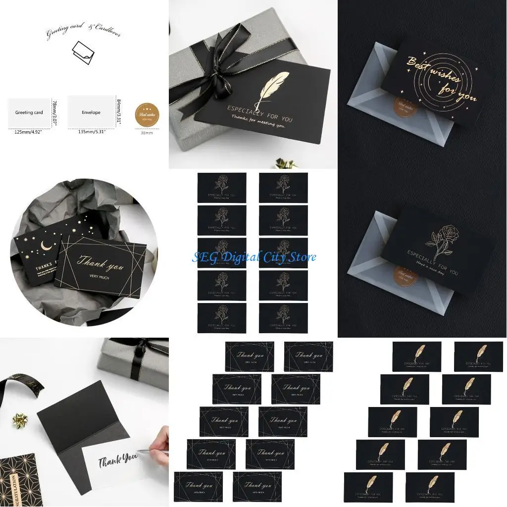 

U75B 10 Pieces Wedding Thank You Cards Blank Thank You Cards with Envelopes Stickers