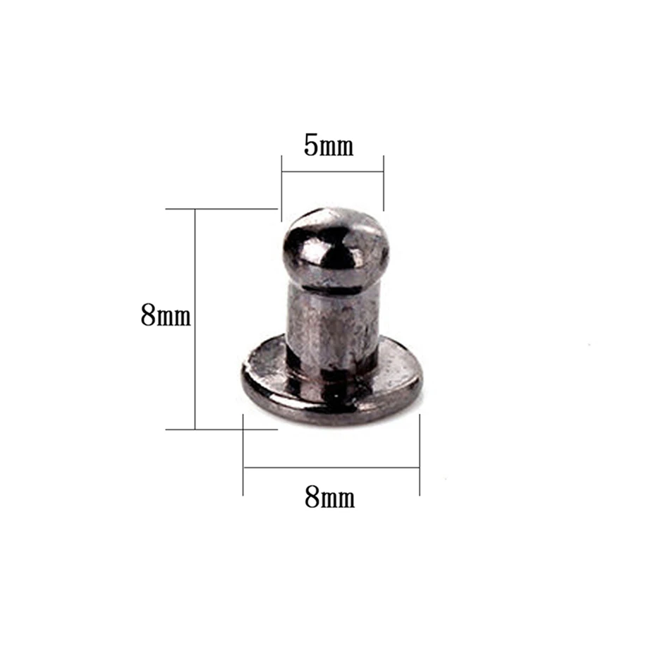 Imagem -03 - Conjuntos mm Atacado Preto Liga de Zinco mm Cabeça Redonda Parafuso Retalho Parafuso de Prego Artesanato Bolsa Cinto Botão Chicago Parafuso Prego Rebite 500