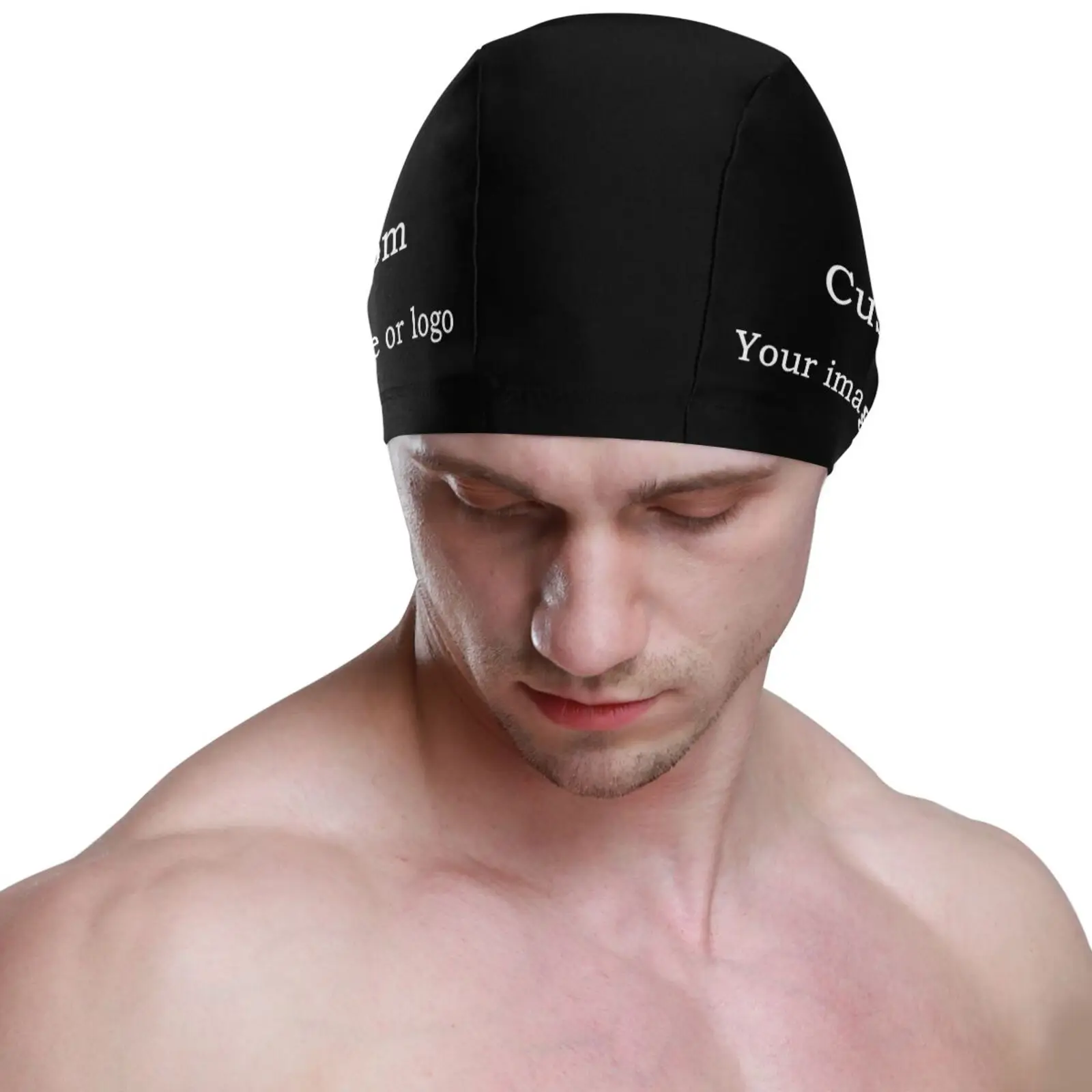 Custom Swimming Cap For Men Women Unisex Elastic Fabric Waterproof Pool Hat Ear Protection Long Hair Sport Ultrathin Bathing Cap