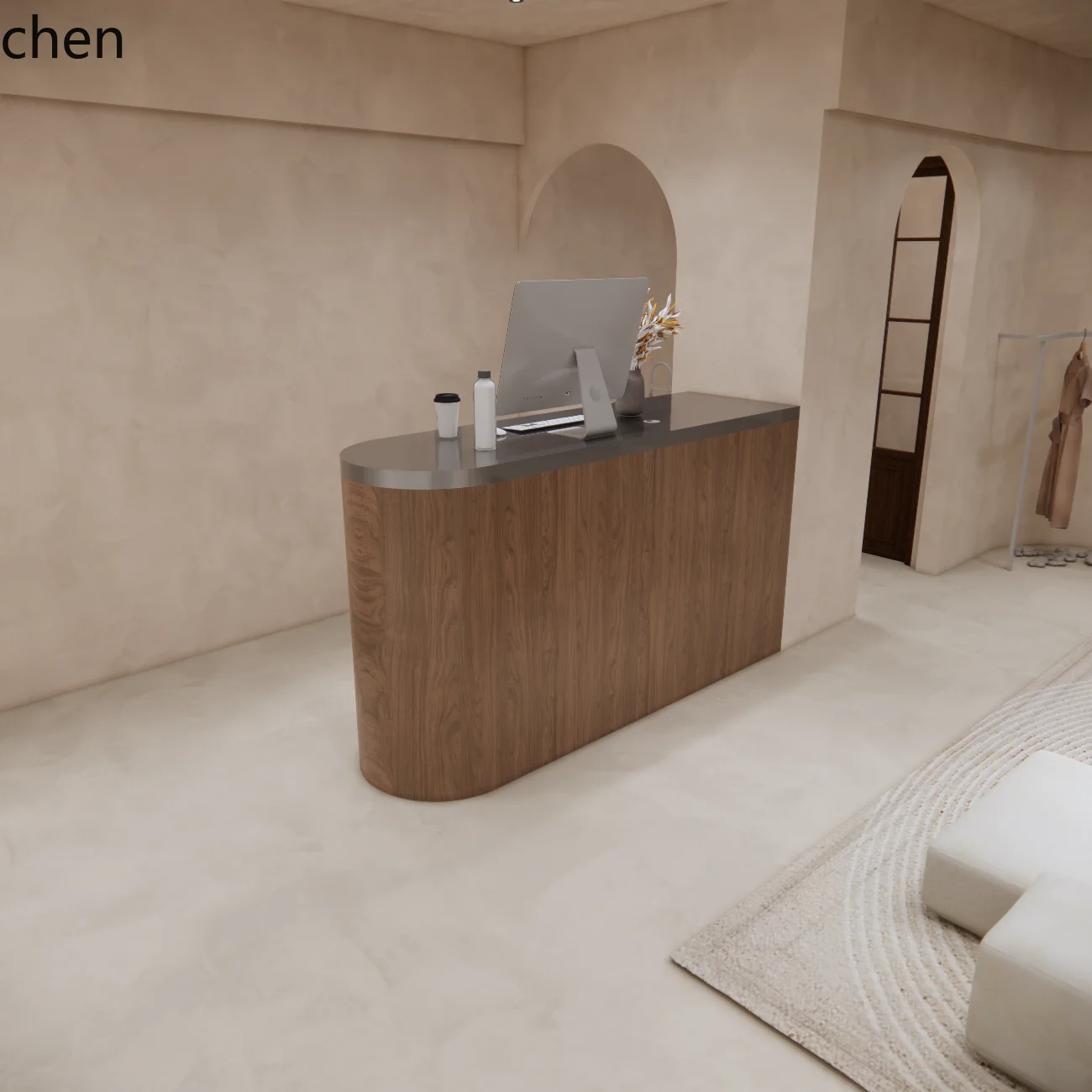 

Стойка ресепшн из нержавеющей стали D16 для магазина одежды, салона красоты, небольшой стойки администратора