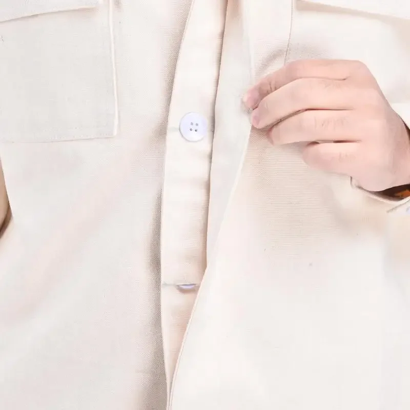 Thickened Anti-Static Pure Cotton, Fireproof, Floral Hot, Wear-Resistant, Long Sleeved Labor Protection White Work Clothes