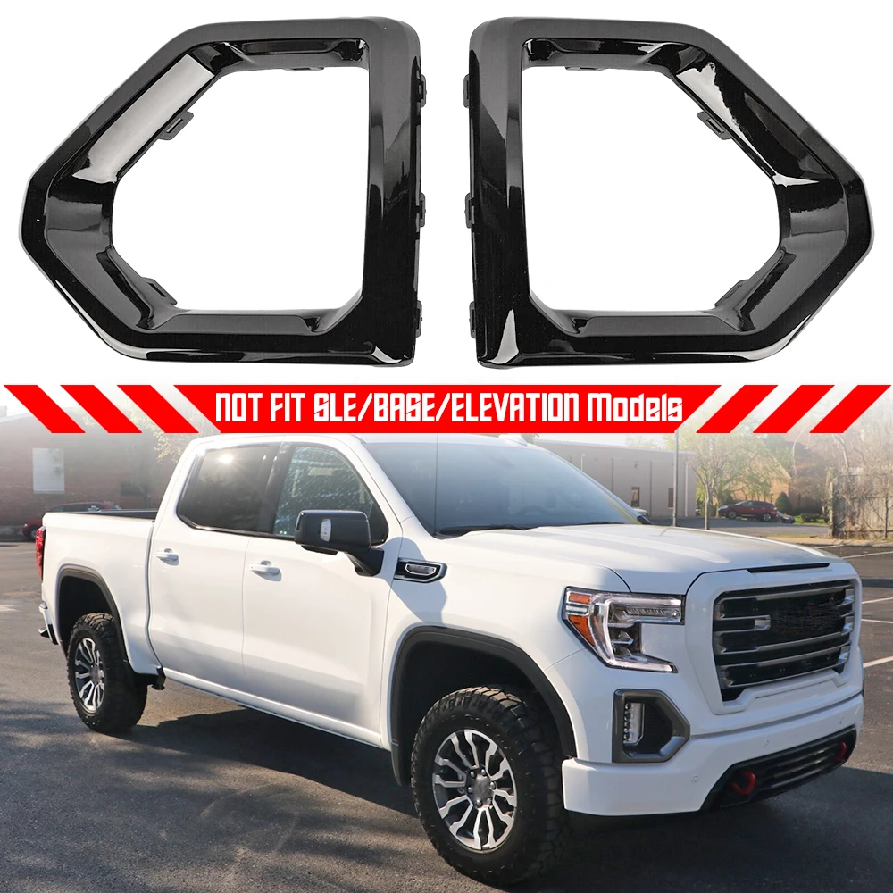 

1 pair Front Fog Light Outer Bezel Cover Chrome Set For 2019-2021 GMC Sierra Denali SLT AT4 84176752 84176753