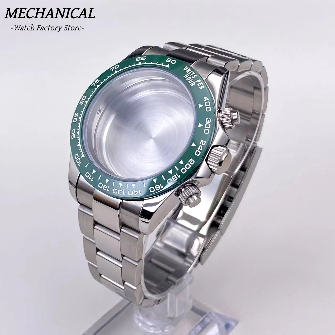 39 mm VK63 Uhrengehäuse mit Keramiklünette und Saphirglas, Edelstahl, Herrenuhr-Zubehör für VK63 Quarzwerk – Detail 30