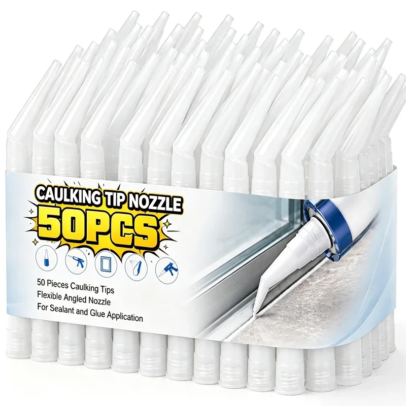 50/1PCS Caulking Gun Nozzles Plastic Glass Glue Nozzles Sealant Silicone Caulking Tips Mouth Home Repairing Gaps Accessories
