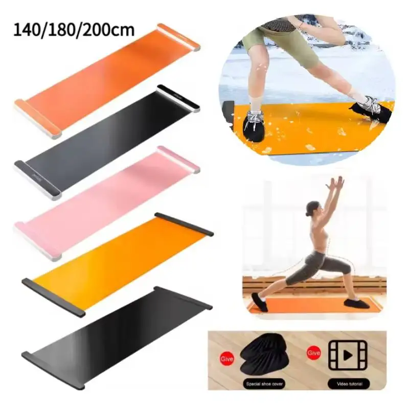 Alfombrilla deslizante para yoga de 1.4/1.8/2M, placa deslizante para deportes y fitness, tabla deslizante con botines para patinaje sobre hielo, entrenador de ejercicios para piernas.