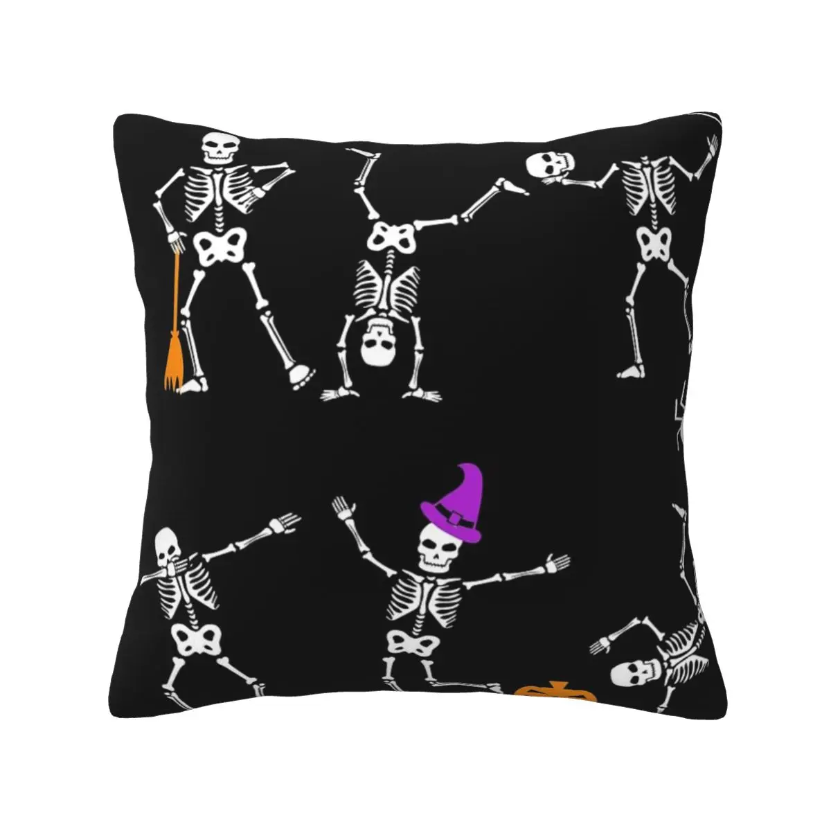 

Funny Dancing Skeletons And Skulls Happy Halloween Soft fabric printed 20x20in decorative cushion Cushion Cover Drop Shipping