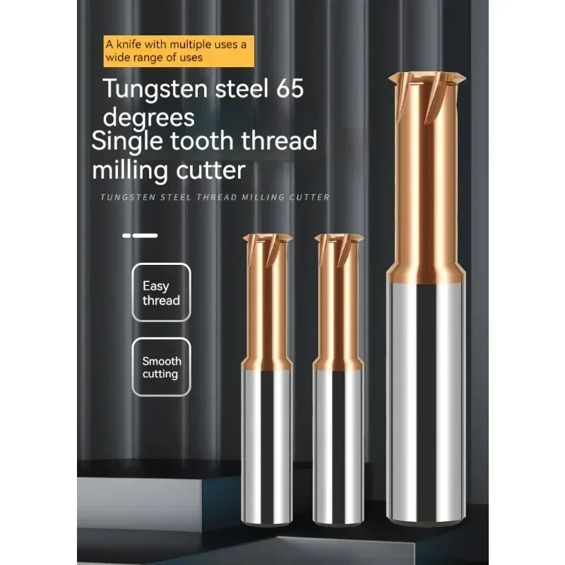 1pcs Tungsten Carbide Single Tooth Spiral Milling Cutter 3 Flutes 4 Blades CNC Tool Thread End Mill Router Bits M3 M4 M5 M6 M8