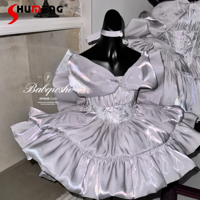 

Детский комплект платьев для девочек: нарядное платье принцессы с большим бантом, платье без бретелек в стиле Лолита для дня рождения, праздничное платье для малышек