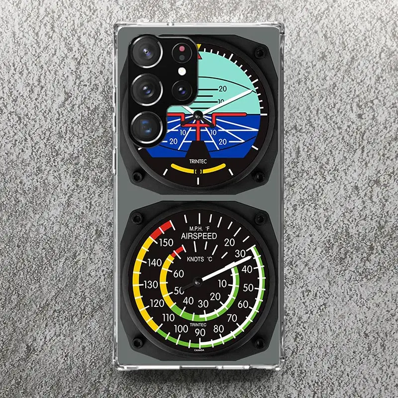 Aviation Aeroplane Helicopter Cockpit Instrument Phone Case For Samsung Galaxy S24 S23 S22 S21 Ultra S20 FE S10 Plus S10E S9 S8