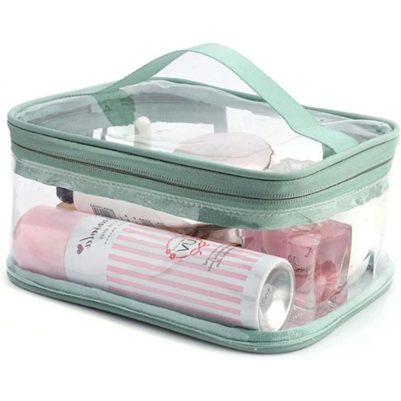 

Портативная дорожная водонепроницаемая косметичка, 2 шт., сумка для хранения на молнии из ПВХ, розовая, зеленая, двухцветная, большая вместительная сумка для туалетных принадлежностей