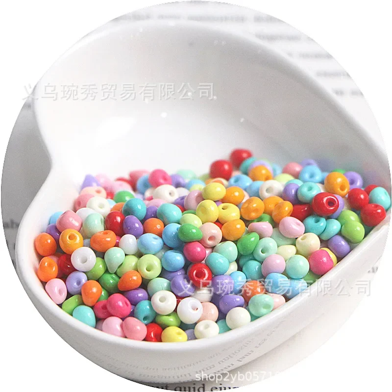 5mm oil painting solid color water droplet rice bead handmade DIY bracelet necklace accessories bead material 125 pieces