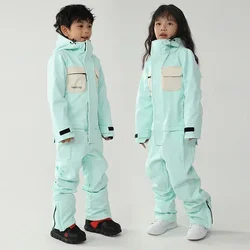 Conjunto de esquà cÃĄlido para niÃąos, mono de una pieza, monos para niÃąos, traje de esquà para niÃąos, ropa de nieve impermeable a prueba de viento, invierno, 2025