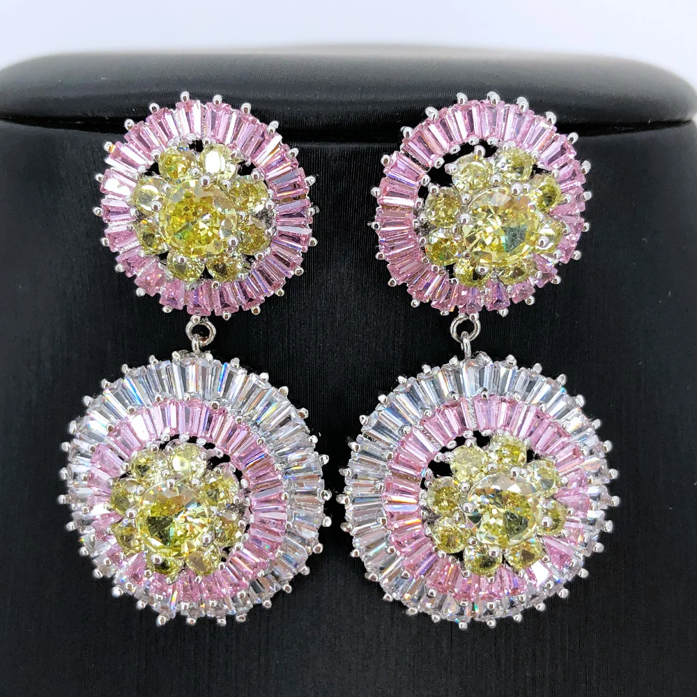 

Missvikki Famous Brand High Quality Round Dangle Earrings for Women Wedding CZ Fashion Engagement Party Jewelry Accessories