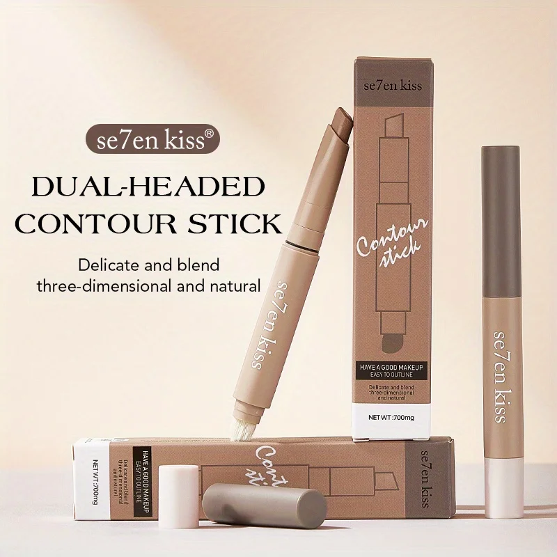 Three-dimensional beauty stick, high-gloss grooming, nose shadow, facial brightening,integrated double-head grooming contour pen