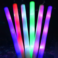 1pc LED Glow Sticks Bulk Colorful RGB Glow Foam Flashing Stick Cheer Tube Dark Light for Xmas Birthday Wedding Party Supplies