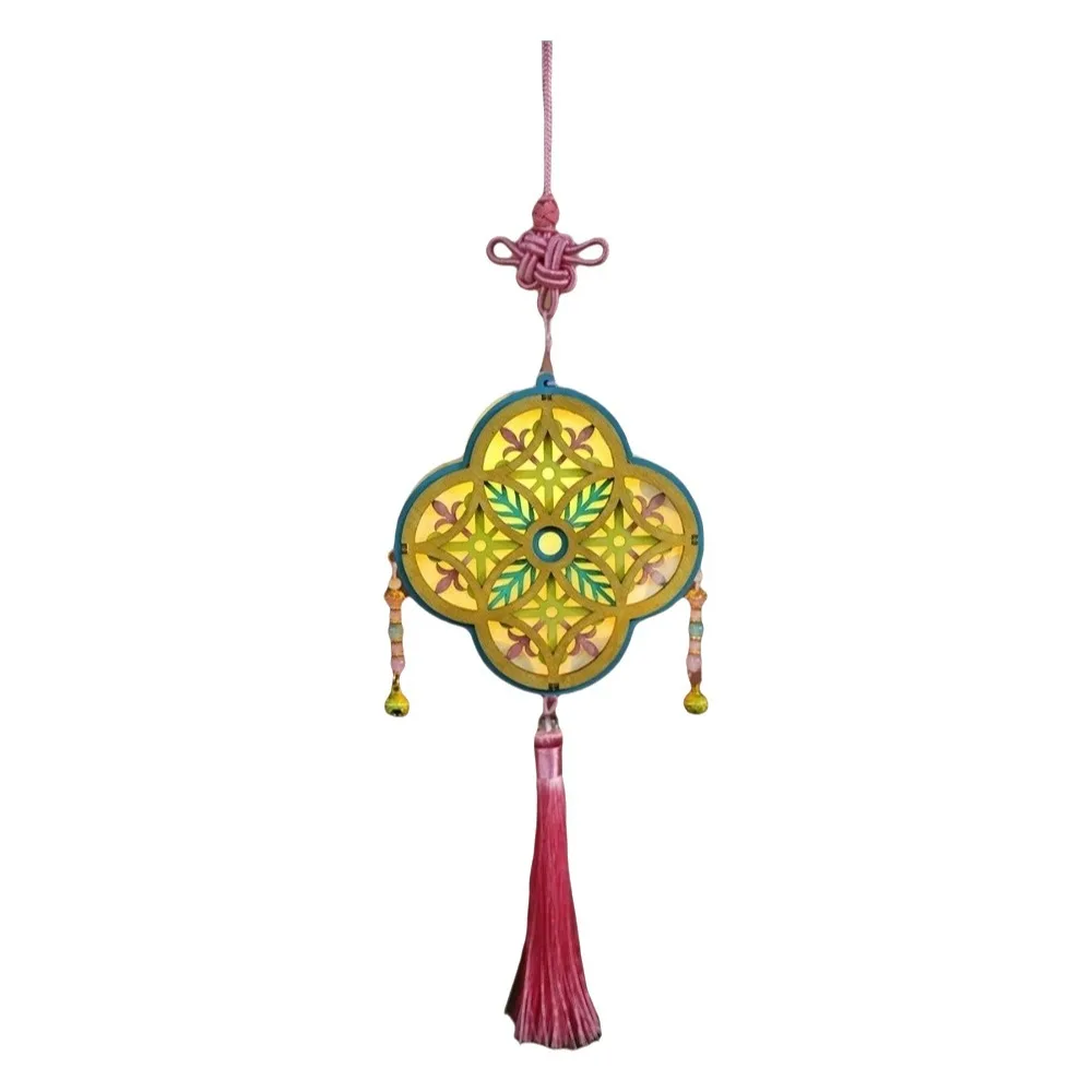 Wooden Mid-Autumn Festival Lantern Glowing Removable DIY Craft Material Kit Traditional Chinese Style Hanging Lantern