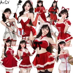 AniLV New Christmas Series Santa Claus Uniform Cosplay Xmas Plush Red Velvet Warm Dress Outfits Costumes