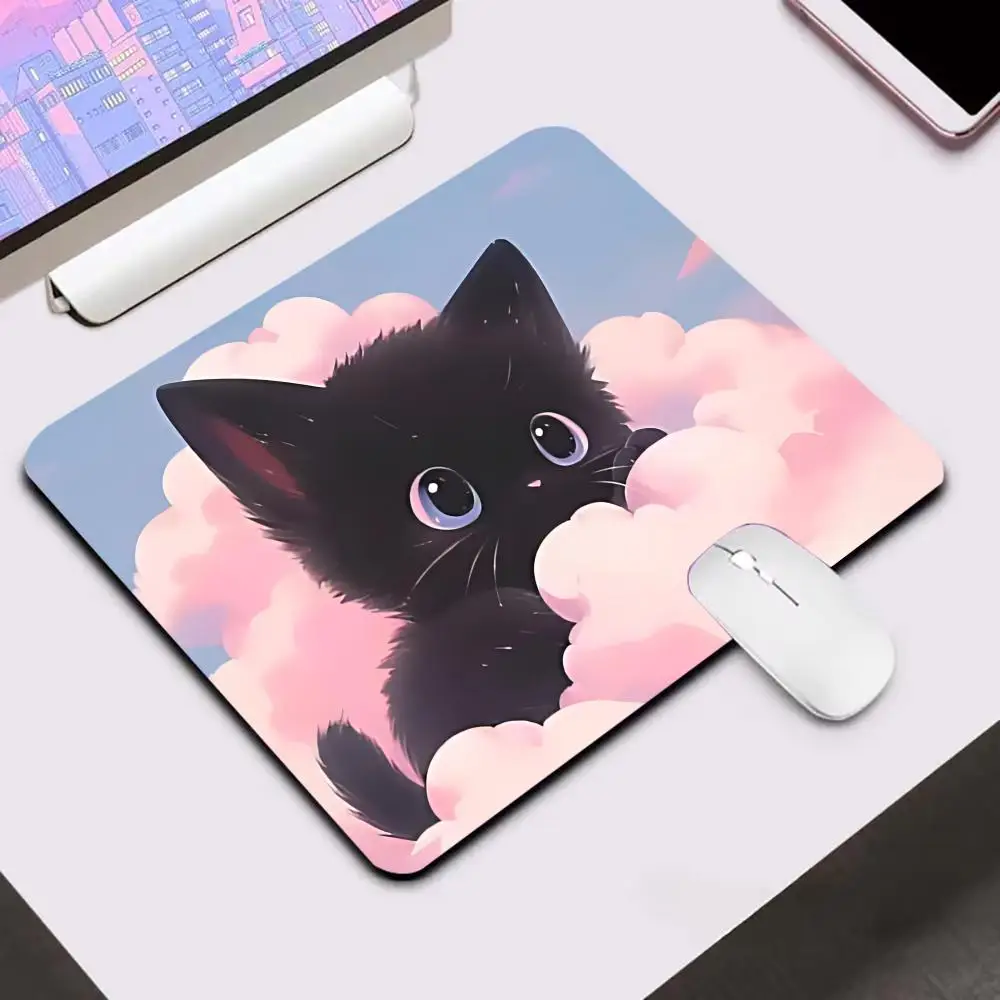 Cute black cat Mouse Pad 40X45 Large Square Computer Office Game Table Mats Rubber Anti-slip Mousepads Small Decor Desk Pads