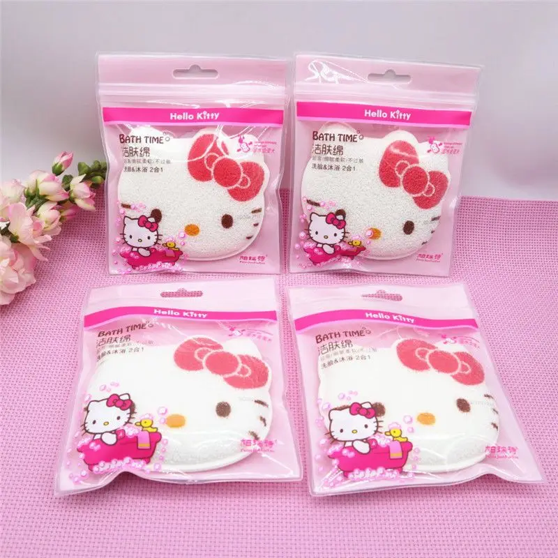 Hello Kitty Cartoon Kawaii Shower Cleansing Cotton Foaming Delicately Absorbent and Swelling Sponge Face Wash Gift Wholesale