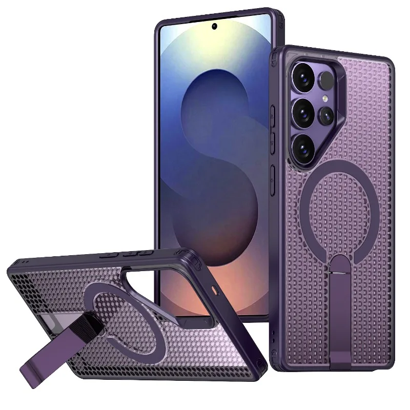 Suitable for Samsung S25Ultra mobile phone case, magnetic vertical double-layer honeycomb heat dissipation and anti-drop